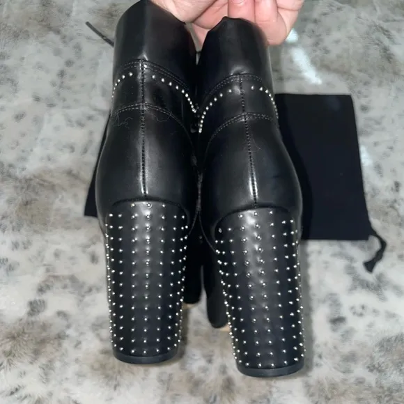 🆕 BNIB Sigerson Morrison | Valora Studded Lace Up Block Heel Booties | Black