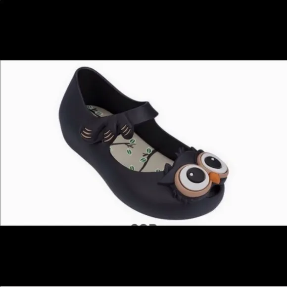 • Mini Melissa • Owl Black Shoes Toddler Girls 7