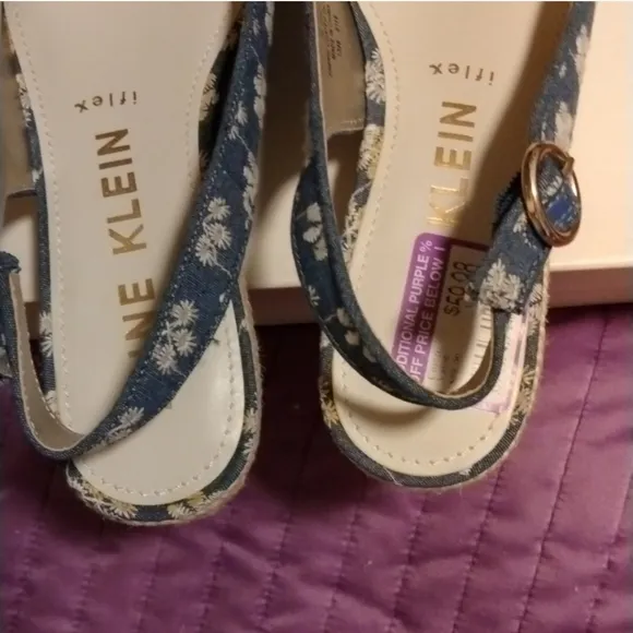 - NIB Anne Klein Espadrille &quot;Marta&quot; Slingback Daisy Blue Sandal Size 8