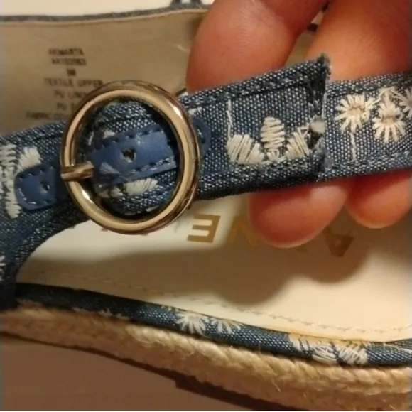- NIB Anne Klein Espadrille &quot;Marta&quot; Slingback Daisy Blue Sandal Size 8