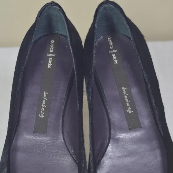🏷️ NWT  Dusica Sacks Black Astrid Pony Nero Flats Hand Made in Italy 🇮🇹