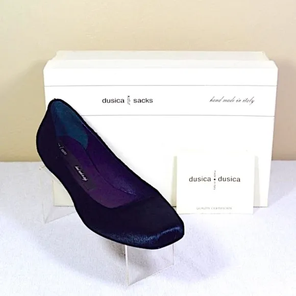 🏷️ NWT  Dusica Sacks Black Astrid Pony Nero Flats Hand Made in Italy 🇮🇹
