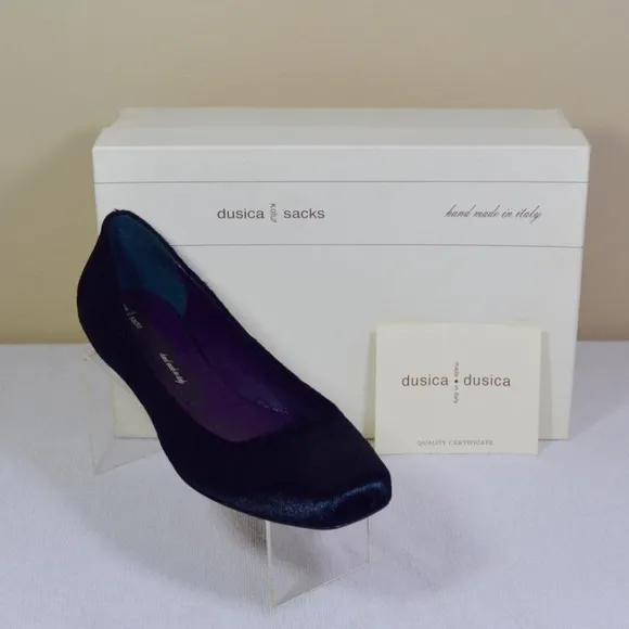 🏷️ NWT  Dusica Sacks Black Astrid Pony Nero Flats Hand Made in Italy 🇮🇹
