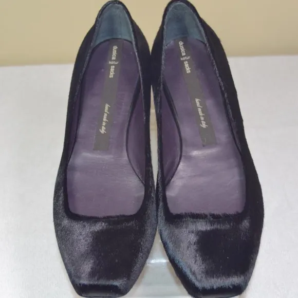 🏷️ NWT  Dusica Sacks Black Astrid Pony Nero Flats Hand Made in Italy 🇮🇹