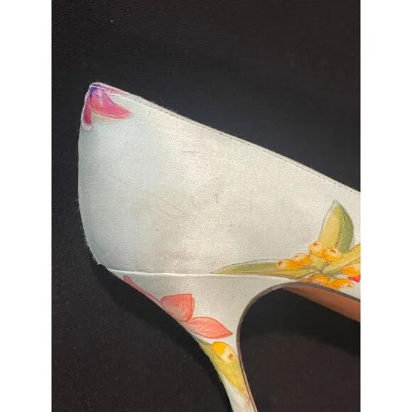 ~ Palter DeLiso 39 Monet Floral Silk Pump Size IT Italy Italian Heels Stiletto