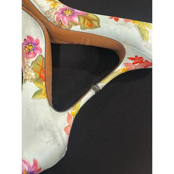 ~ Palter DeLiso 39 Monet Floral Silk Pump Size IT Italy Italian Heels Stiletto