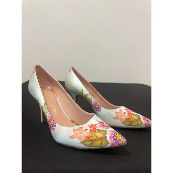 ~ Palter DeLiso 39 Monet Floral Silk Pump Size IT Italy Italian Heels Stiletto