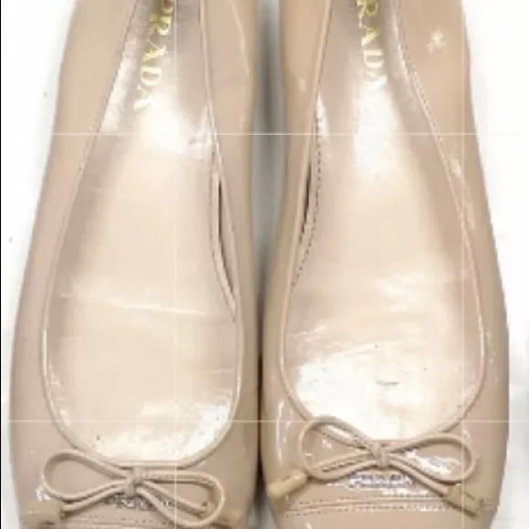 🩰 - 👠 🔥 PRADA Unique Beige patent leather ballerina 37 bow tie
