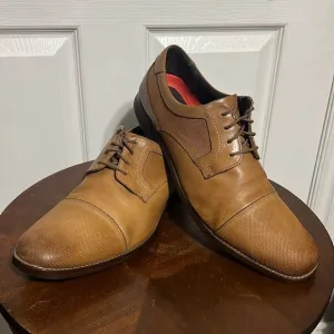 🔥🔥 ROCKPORT Simon Cap Toe Oxford Cognac Leather Dress Shoes - Men Sz 12 - EUC