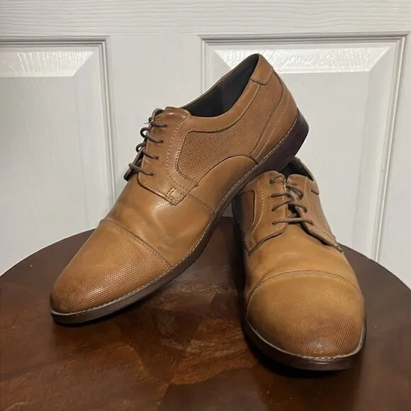 🔥🔥 ROCKPORT Simon Cap Toe Oxford Cognac Leather Dress Shoes - Men Sz 12 - EUC