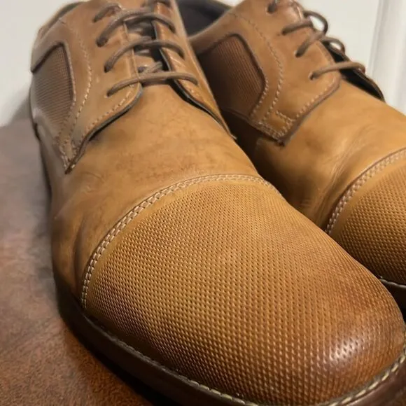 🔥🔥 ROCKPORT Simon Cap Toe Oxford Cognac Leather Dress Shoes - Men Sz 12 - EUC