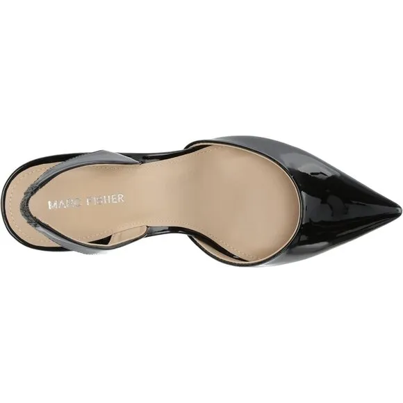 💫 Women Black Hadya Pump High Tapered Heel Slingback Strap Pointed Toe Shoes