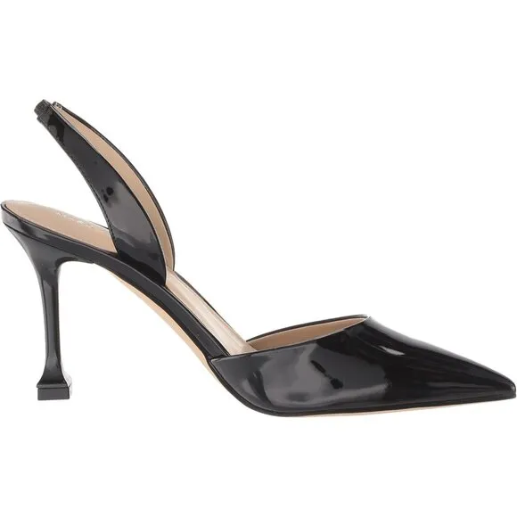 💫 Women Black Hadya Pump High Tapered Heel Slingback Strap Pointed Toe Shoes