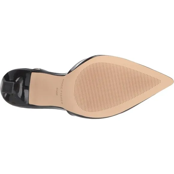 💫 Women Black Hadya Pump High Tapered Heel Slingback Strap Pointed Toe Shoes