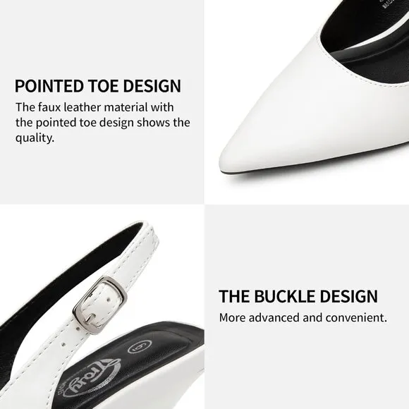 💫 Women White Rhinestone Glitter Heels Pointed Toe Pumps High Comfy Party Shoes