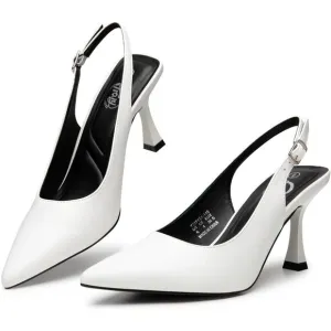💫 Women White Rhinestone Glitter Heels Pointed Toe Pumps High Comfy Party Shoes
