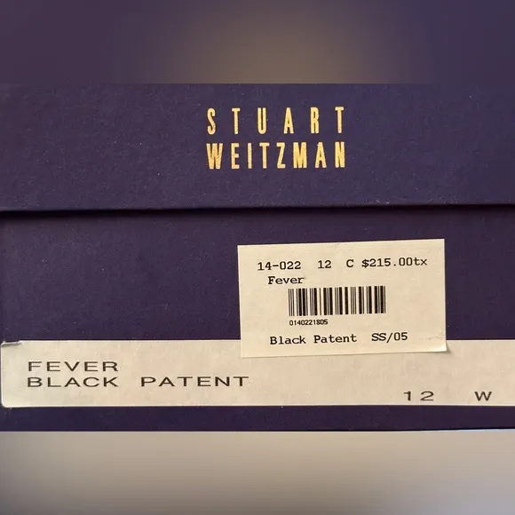 12 Stuart Weitzman Elegant Black Patent &amp; Gold Stiletto Heels