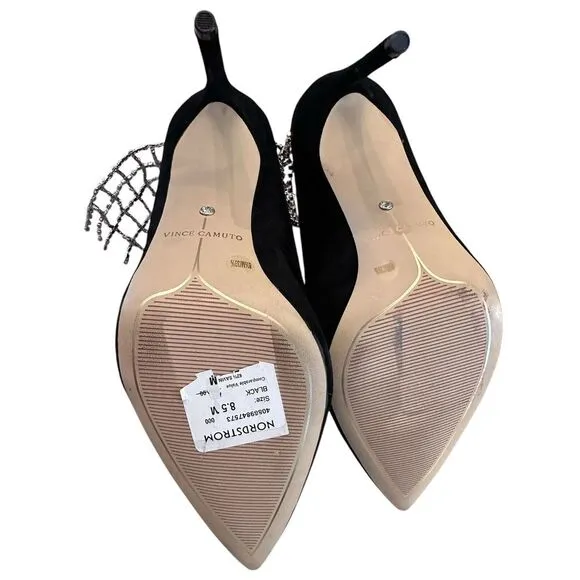 $120 Vince Camuto Womens FASTA Black Faux Suede Slip On Pumps Shoes Sz‎ 8.5 New