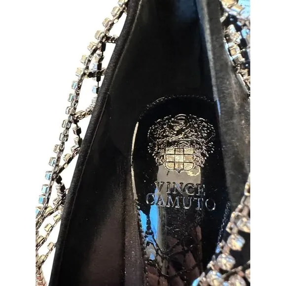 $120 Vince Camuto Womens FASTA Black Faux Suede Slip On Pumps Shoes Sz‎ 8.5 New