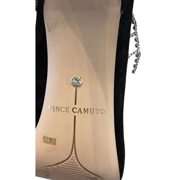 $120 Vince Camuto Womens FASTA Black Faux Suede Slip On Pumps Shoes Sz‎ 8.5 New