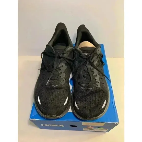 .1761 Hoka Mens Clifton 8, Black/Gray, Mens Running Shoes-US 9.5 Mens