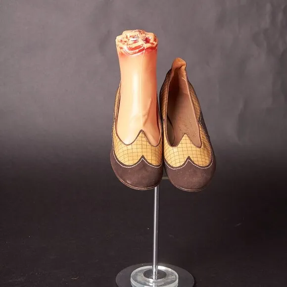 1950s Brown Suede Wing Tip Flats Shoes