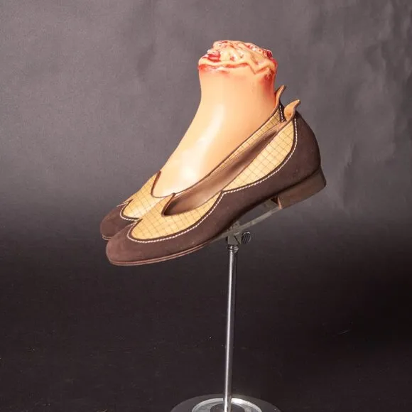 1950s Brown Suede Wing Tip Flats Shoes