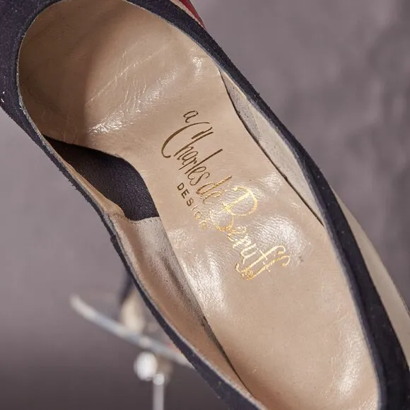 1950s Larose Red White Blue High Heels Pumps