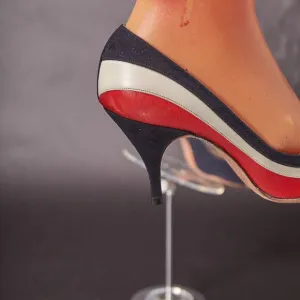 1950s Larose Red White Blue High Heels Pumps