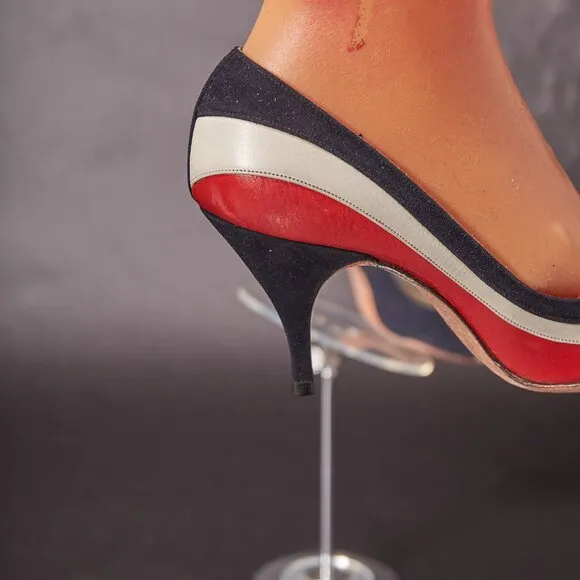 1950s Larose Red White Blue High Heels Pumps