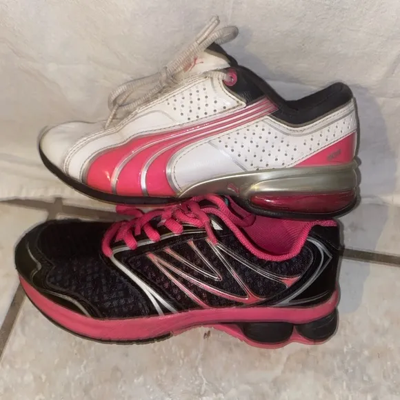 2 pairs Girls Athletic Shoes -Black and Pink