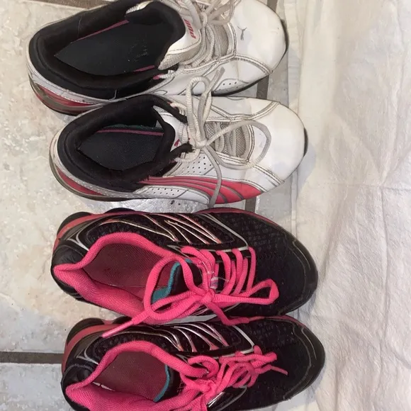 2 pairs Girls Athletic Shoes -Black and Pink