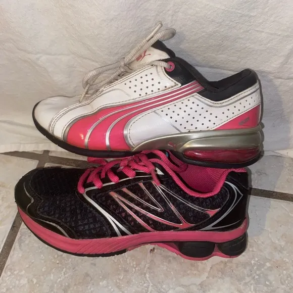 2 pairs Girls Athletic Shoes -Black and Pink