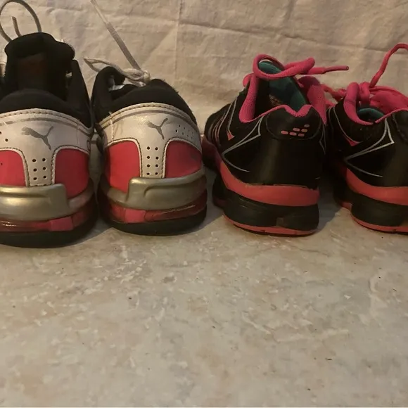 2 pairs Girls Athletic Shoes -Black and Pink