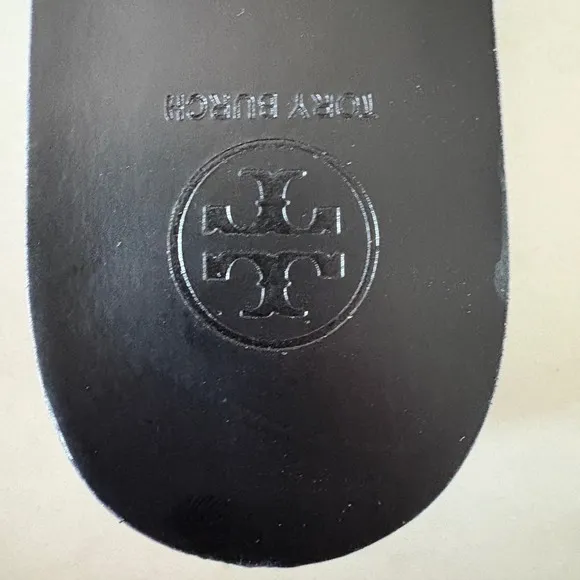 $298 *NWOB* TORY BURCH Rhinestone Thong Sandals Black Leather Flats SIZE 39; 8.5