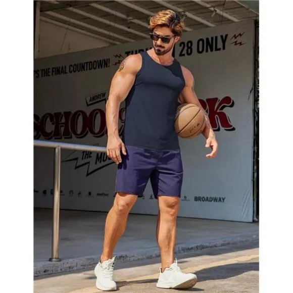 3 Pack Men's Workout Tank Tops UPF 50  Sleeveless Gym Muscle Shirts Quick Dry