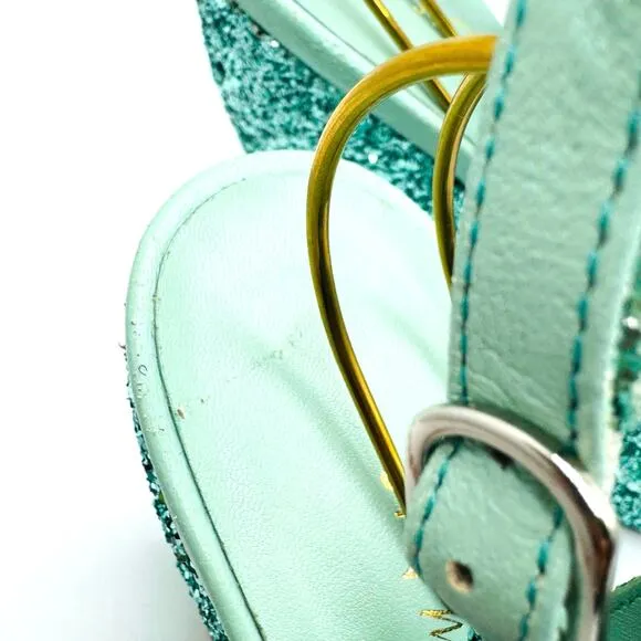 3.1 PHILLIP LIM turquoise glitter Party Platform Sandals size 35 / US 5