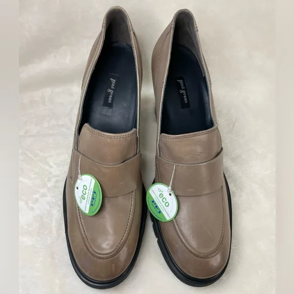 $450 PAUL GREEN‎ NINA LOAFER PUMP ANTELOPE STAR LEATHER 8 AU/ 10.5 US, (G 764)