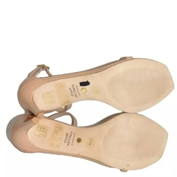 $530 Stuart Weitzman Nudistcurve NUDIST Sandal LEATHER ADOBE NUDE 6.5 (DB38)