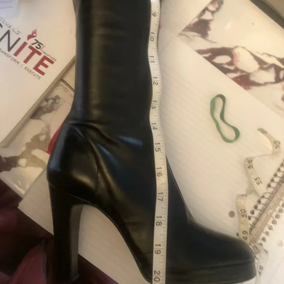 70’s Platform Boots 6.5 Stevie Nicks glam rock knee black leather 60s gogo shoes