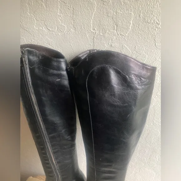 70’s Platform Boots 6.5 Stevie Nicks glam rock knee black leather 60s gogo shoes