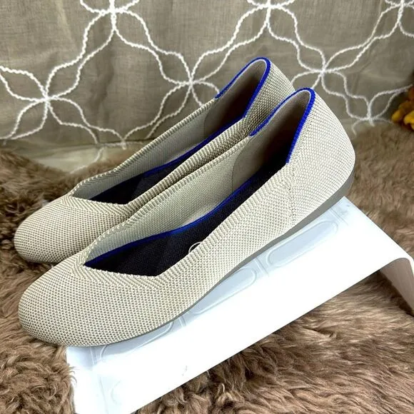 (A2) Rothy Women's Shoes Size 7.5 Taupe/Beige Casual Knit Flat Ballet Flats