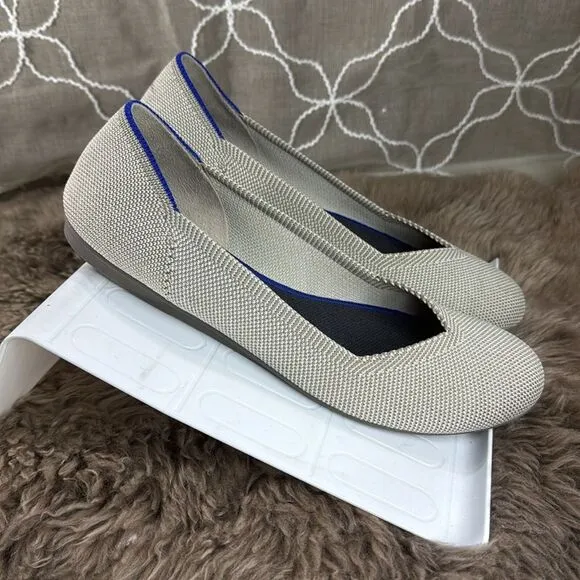 (A2) Rothy Women's Shoes Size 7.5 Taupe/Beige Casual Knit Flat Ballet Flats
