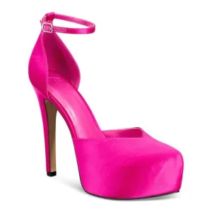 AAJ BY AMINAH Womens Pink 1-1/2&quot; Platform Satiya Toe Stiletto Pumps Shoes 6.5 M