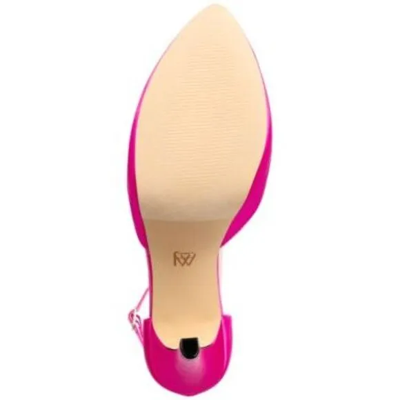 AAJ BY AMINAH Womens Pink 1-1/2&quot; Platform Satiya Toe Stiletto Pumps Shoes 6.5 M