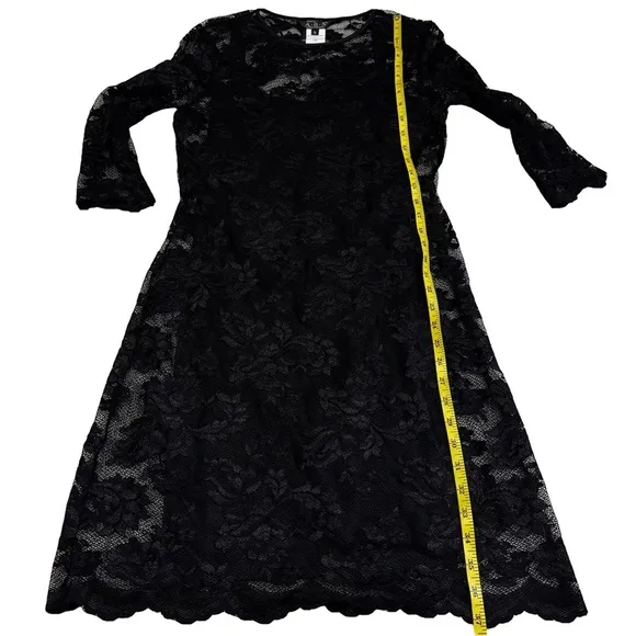 A.B.S Allen Schwartz Black Lace Dress w/ Black Slip Dress 2 Pieces Size Small