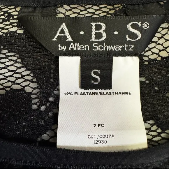 A.B.S Allen Schwartz Black Lace Dress w/ Black Slip Dress 2 Pieces Size Small