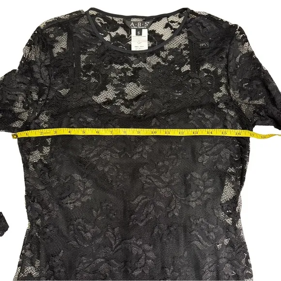 A.B.S Allen Schwartz Black Lace Dress w/ Black Slip Dress 2 Pieces Size Small