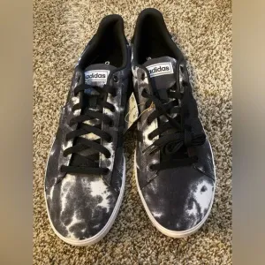 Adidas Black and White Tie Dye Skateboarding Shoes, Size 11.5