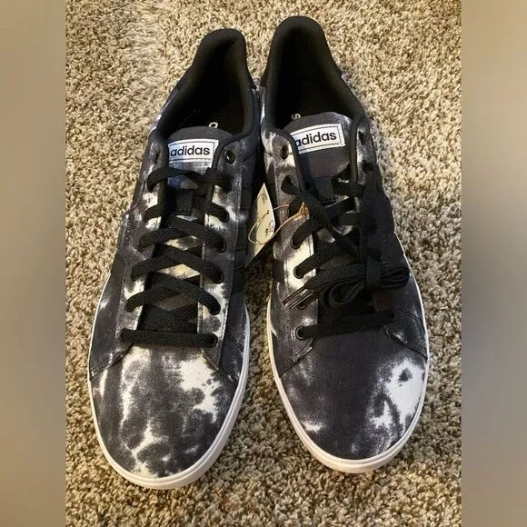 Adidas Black and White Tie Dye Skateboarding Shoes, Size 11.5